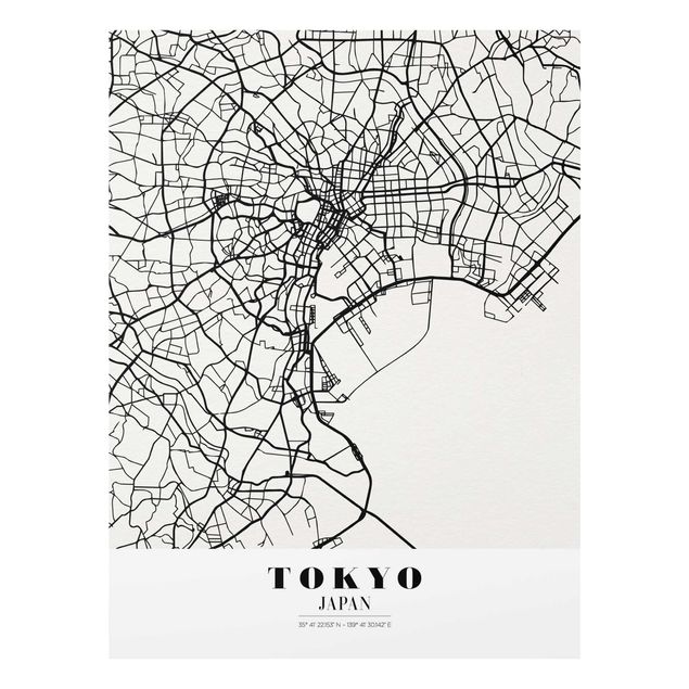 Cuadros de cristal frases Tokyo City Map - Classic