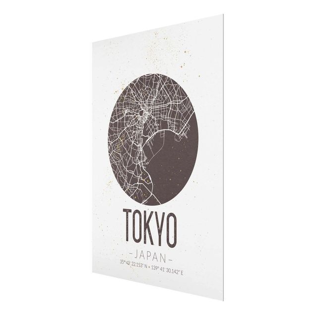 Cuadros marrón Tokyo City Map - Retro