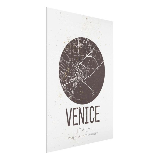 Cuadros de cristal frases Venice City Map - Retro