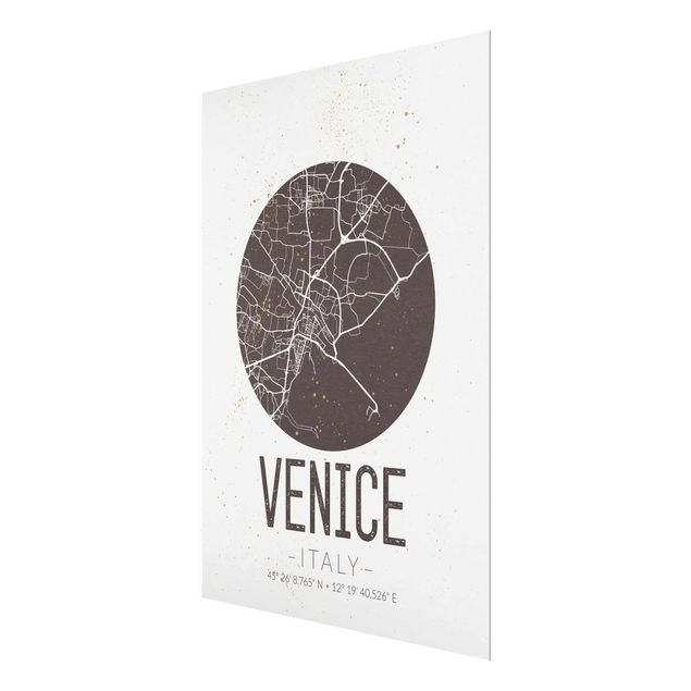 Cuadros modernos blanco y negro Venice City Map - Retro