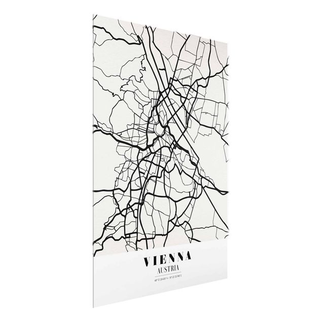 Cuadros de cristal frases Vienna City Map - Classic