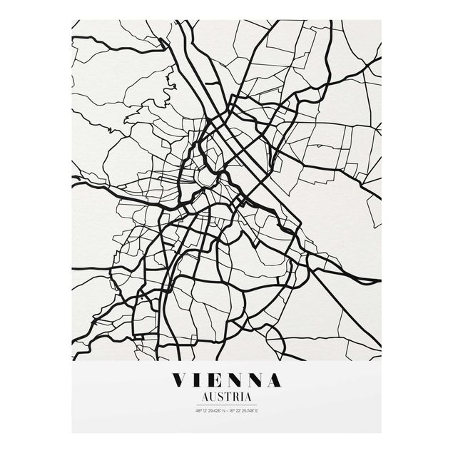 Cuadros modernos blanco y negro Vienna City Map - Classic