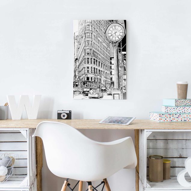 Cuadros de cristal blanco y negro City Study - Flatiron Building