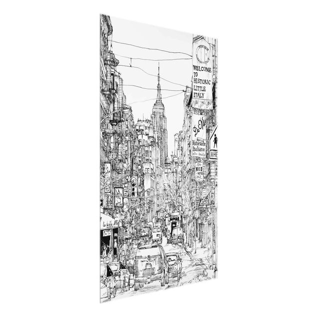 Cuadros de cristal blanco y negro City Study - Little Italy