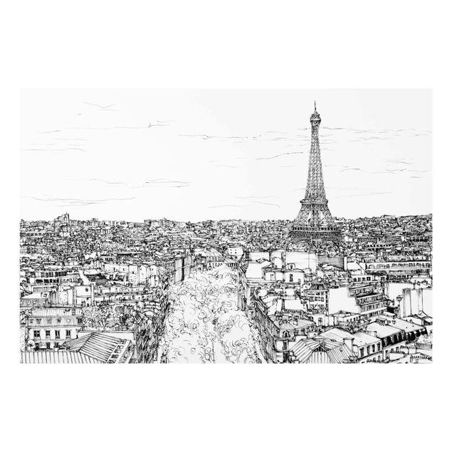 Cuadros de cristal blanco y negro City Study - Paris