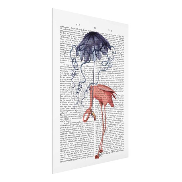 Cuadros con frases motivadoras Animal Reading - Flamingo With Umbrella