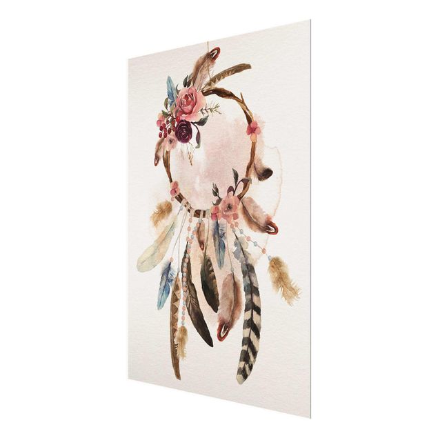 Cuadros decorativos Dream Catcher With Roses And Feathers