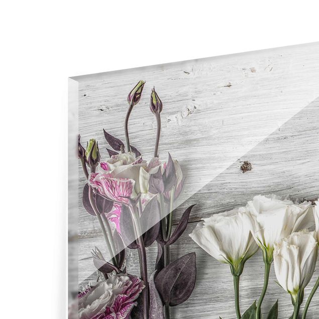 Tableros magnéticos de vidrio Tulip Rose Shabby Wood Look