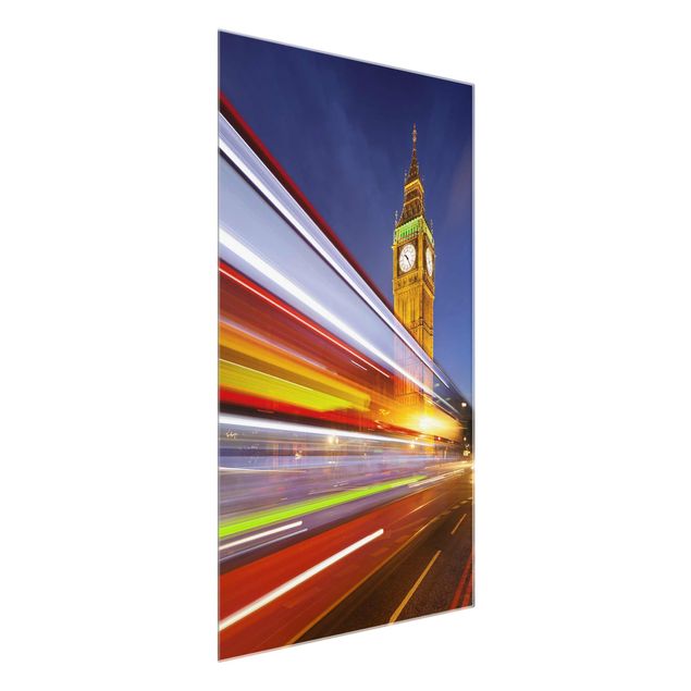 Cuadros de cristal arquitectura y skyline Traffic in London at the Big Ben at night