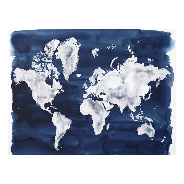 Cuadro azul Water World Map Dark