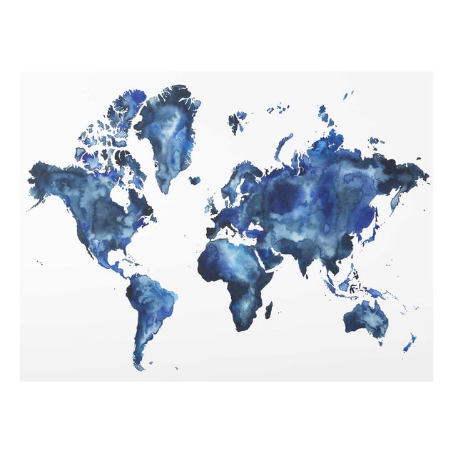 Cuadros azules Water World Map Light