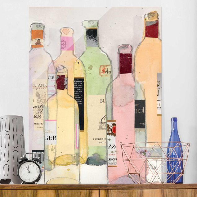 Decoración cocina Wine Bottles In Watercolour I