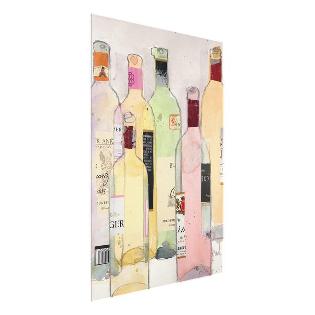 Tableros magnéticos de vidrio Wine Bottles In Watercolour I