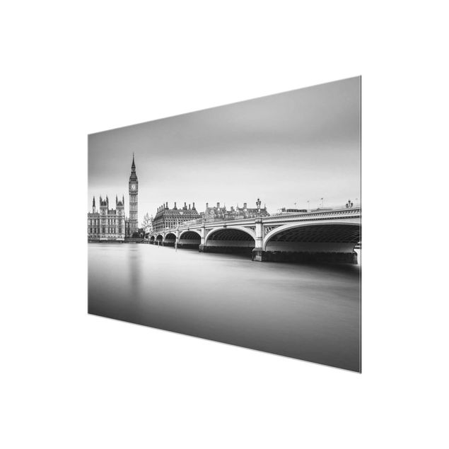Cuadros de cristal blanco y negro Westminster Bridge And Big Ben