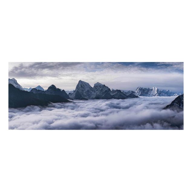 Cuadros de cristal blanco y negro Sea Of ​​Clouds In The Himalayas
