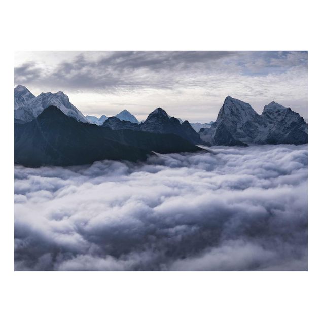 Cuadros de cristal blanco y negro Sea Of ​​Clouds In The Himalayas