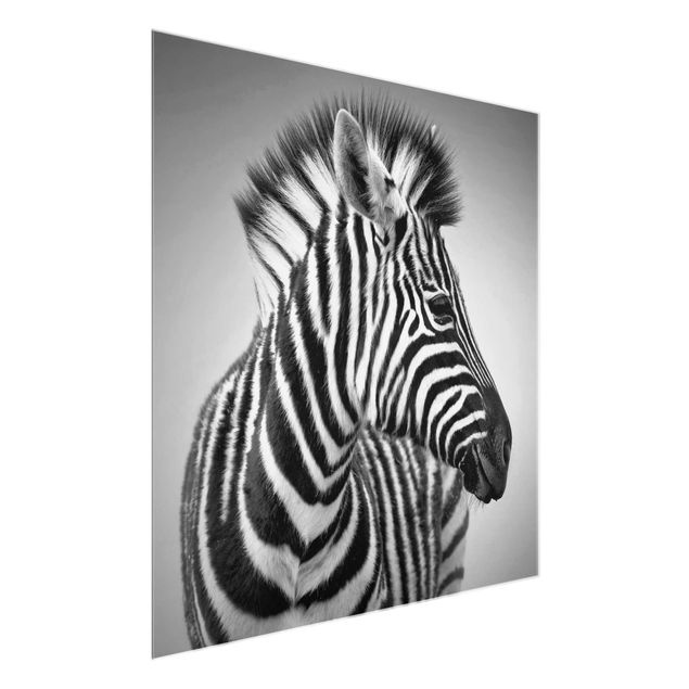 Cuadros de cristal animales Zebra Baby Portrait II