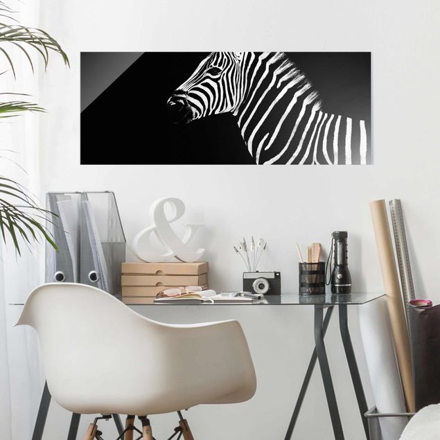 Cuadros de cristal blanco y negro Zebra Safari Art