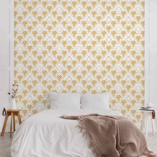Papel pintado con patrones Glitter Optic With Art Deco Pattern In Gold