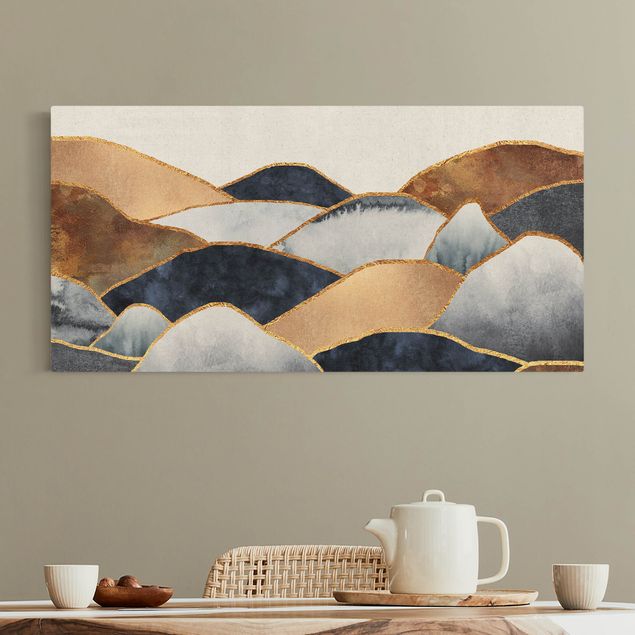 Lienzos de montañas Golden Mountains Watercolour