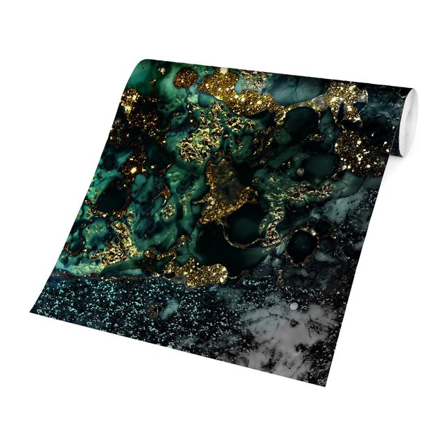 Papel pintado negro Golden Sea Islands Abstract