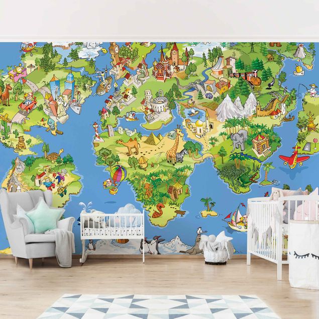 Decoración infantil pared Great and funny Worldmap