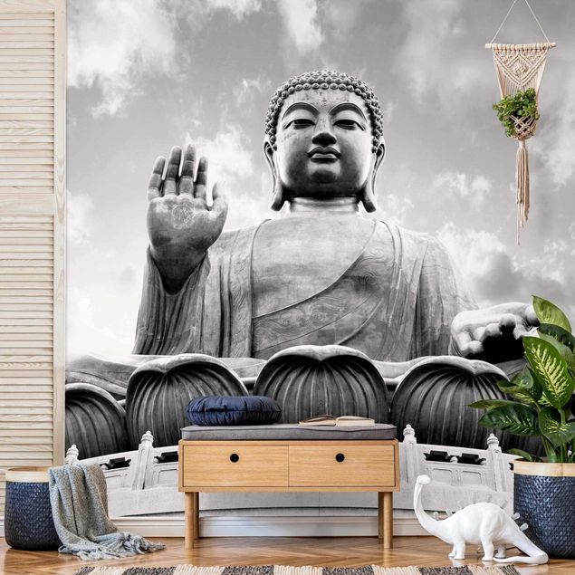 Papel pintado moderno Big Buddha Black And White
