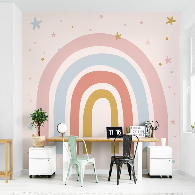 Papel de pared Big Rainbow With Stars And Dots