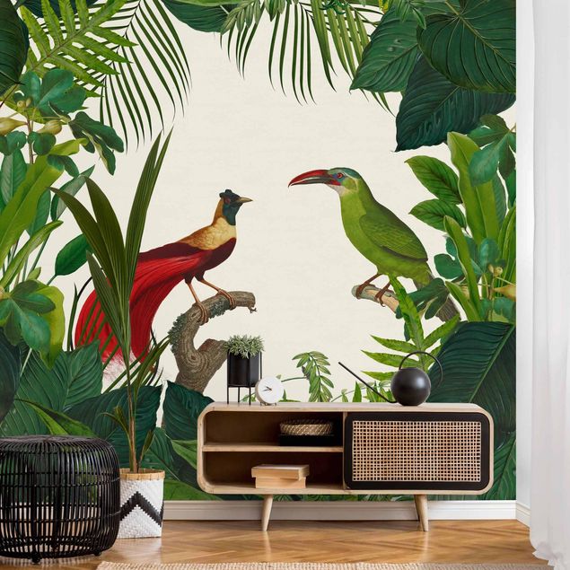 Decoración en la cocina Green Paradise With Tropical Birds