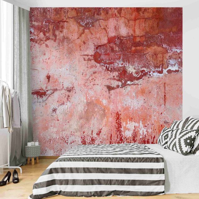Papel pintado con patrones Grunge Concrete Wall Red