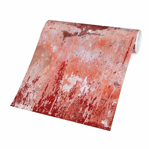 Papel pintado rojo Grunge Concrete Wall Red