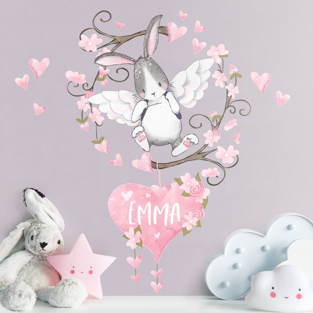 Vinilos animales Hare angel with desired names