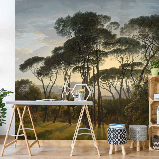 Papel pintado dormitorio vintage Hendrik Voogd Landscape With Trees In Oil
