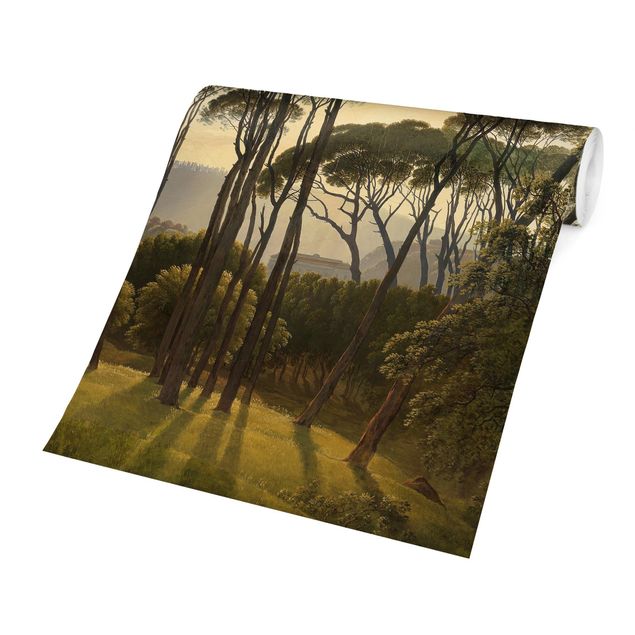 Papel pintado tonos verdes Hendrik Voogd Landscape With Trees In Oil