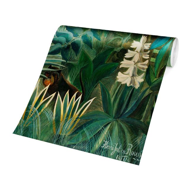 Papel pared turquesa Henri Rousseau - The Equatorial Jungle