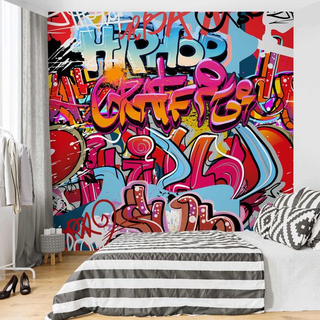 Papel pintado con patrones Hip Hop Graffiti