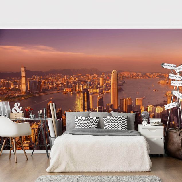 Papel pintado ciudades Hong Kong Sunset