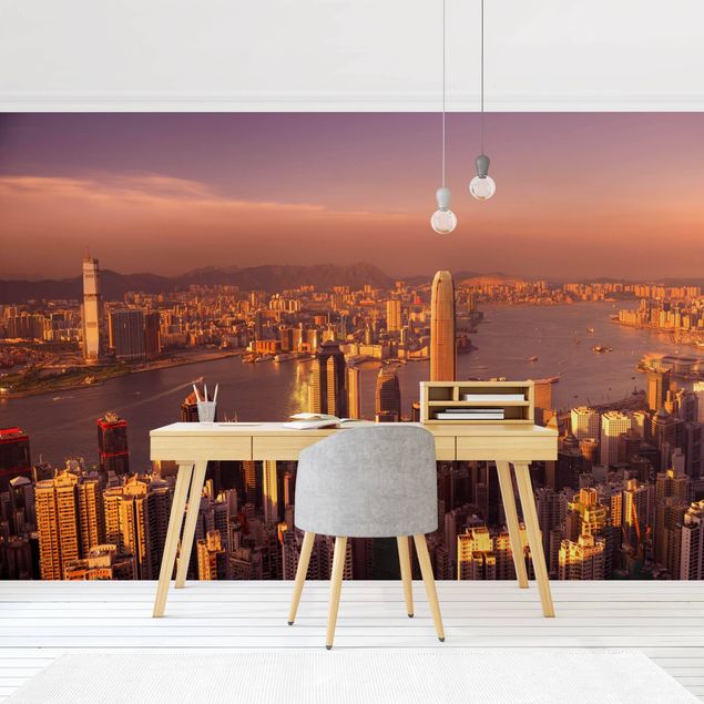 Papel pintado moderno Hong Kong Sunset