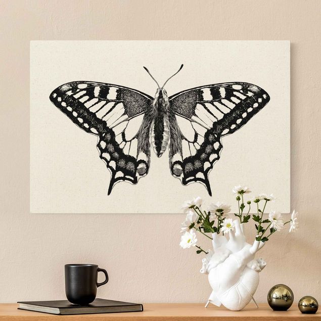 Cuadros de mariposas y flores Illustration Flying Dovetail Black