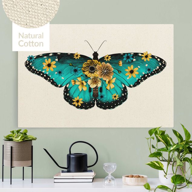 Lienzos de mariposas Illustration Floral Common Morpho