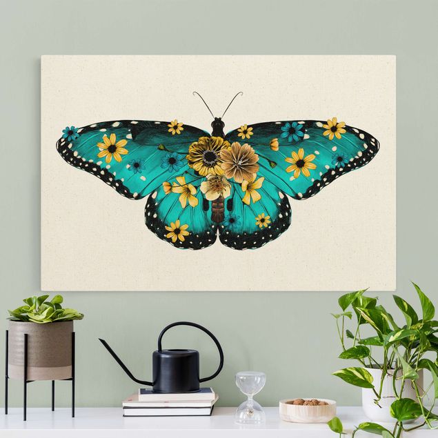 Cuadros de mariposas modernos Illustration Floral Common Morpho