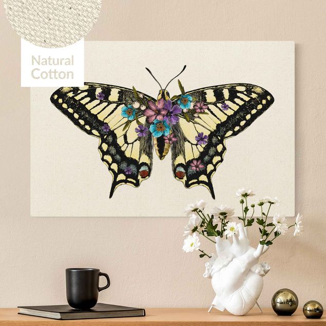 Lienzos mariposas Illustration Floral Swallowtail