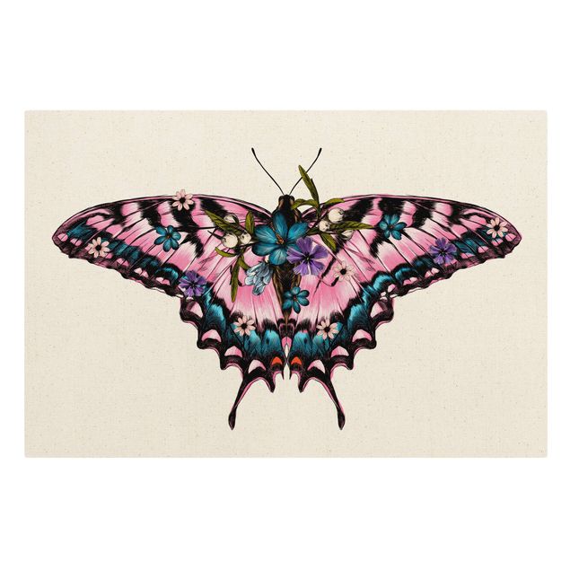 Lienzos animal Illustration Floral Tiger Swallowtail
