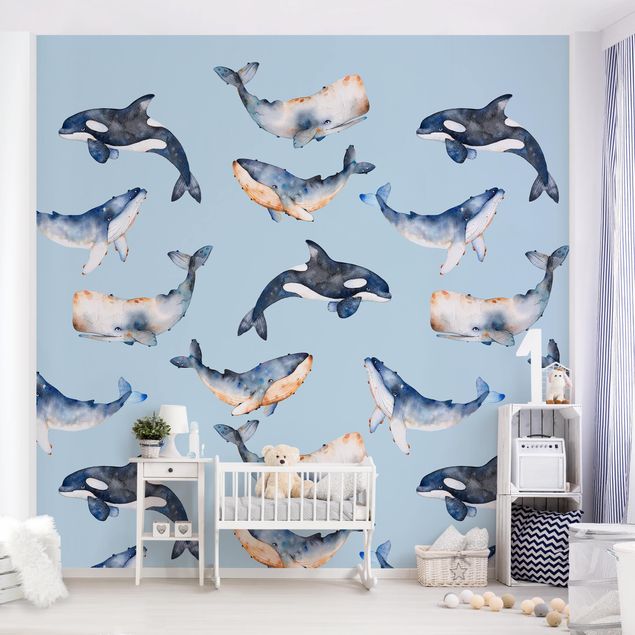 Decoración habitación infantil Illustrated Whale In Watercolour