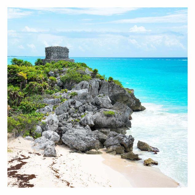 Papel pared verde Caribbean Coast Tulum Ruins