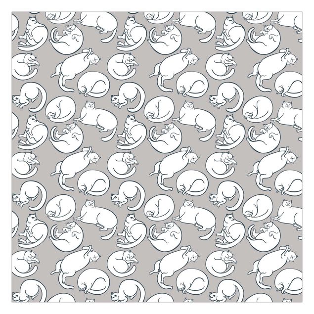 Papel pared gris Cat Pattern In Grey