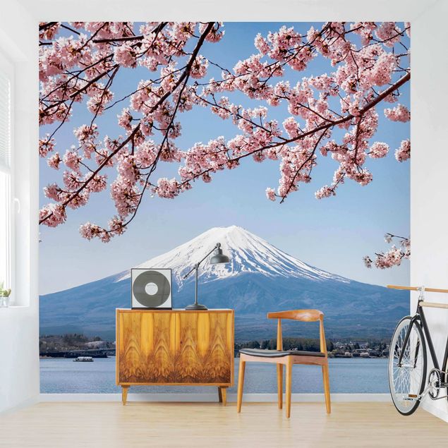 Papel pintado flores Cherry Blossoms With Mt. Fuji