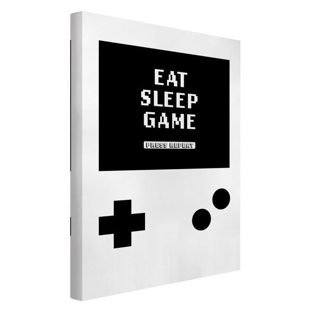 Cuadros modernos blanco y negro Classical Gaming Console Eat Sleep Game Press Repeat