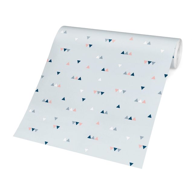 Papel pintado Small Triangles In Blue Light Pink