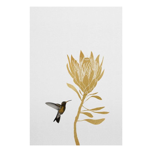 Cuadros modernos Hummingbird And Tropical Golden Blossom